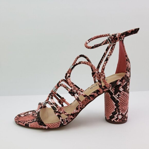 Just Fab All Eyes On Me Womens 7.5 Coral Snake Strappy Dress 3.75" Heel Sandals - Picture 3 of 12